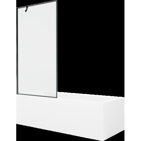 Mexen Cubik obdĺžniková vaňa 150 x 70 cm s obkladom a 1-krídlovou sprchovou zástenou 90 cm, Čierny vzor - 550315070X9509007070