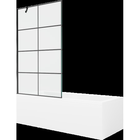 Mexen Cubik obdĺžniková vaňa 160 x 70 cm s obkladom a 1-krídlovou sprchovou zástenou 100 cm, Čierny vzor - 550316070X9510007077