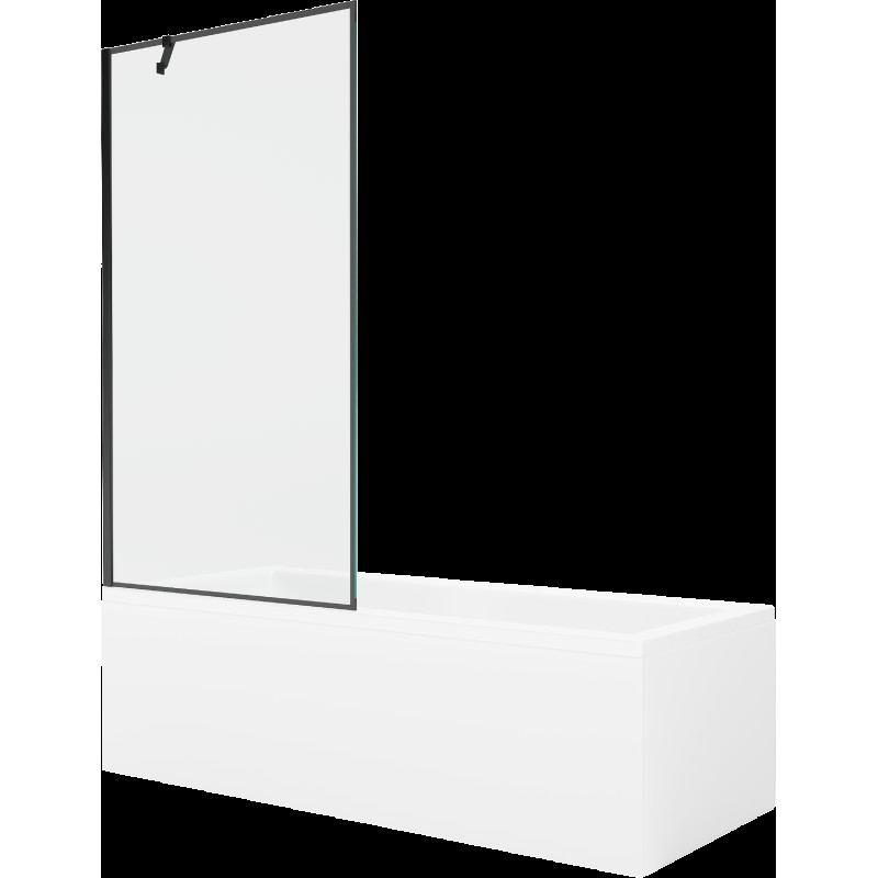 Mexen Cubik obdĺžniková vaňa 170 x 70 cm s obkladom a 1-krídlovou sprchovou zástenou 90 cm, Čierny vzor - 550317070X9509007070