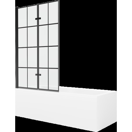 Mexen Cubik obdĺžniková vaňa 150 x 70 cm s obkladom a 2-krídlovou zástenou 100 cm, Čierny vzor - 550315070X9210027077