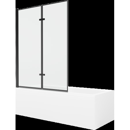 Mexen Cubik obdĺžniková vaňa 150 x 70 cm s obkladom a 2-krídlovou zástenou 120 cm, Čierny vzor - 550315070X9212027070