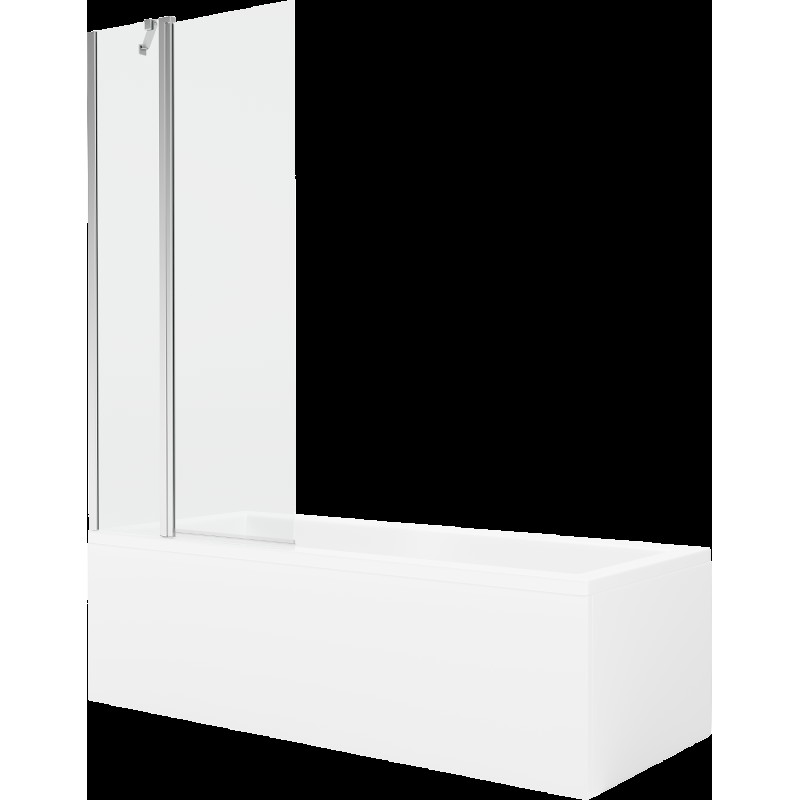 Mexen Cubik obdĺžniková vaňa 170 x 70 cm s obkladom a 1-krídlovou sprchovou zástenou 80 cm, Transparentné, Chrómová - 550317070X