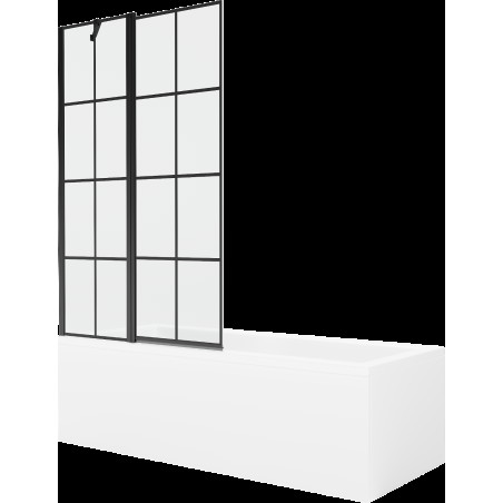 Mexen Cubik obdĺžniková vaňa 170 x 70 cm s obkladom a 1-krídlovou sprchovou zástenou 100 cm, Čierny vzor - 550317070X9410117077