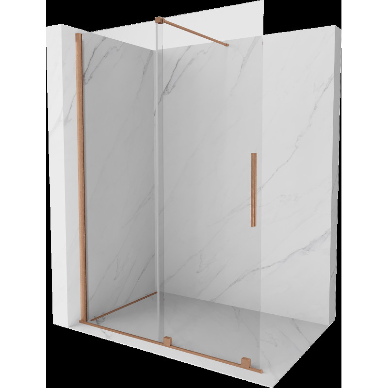 Mexen Velar sklápacia sprchová stena Walk-in 130 x 200 cm, transparentná 8 mm, brúsená meď - 871-130-000-03-65