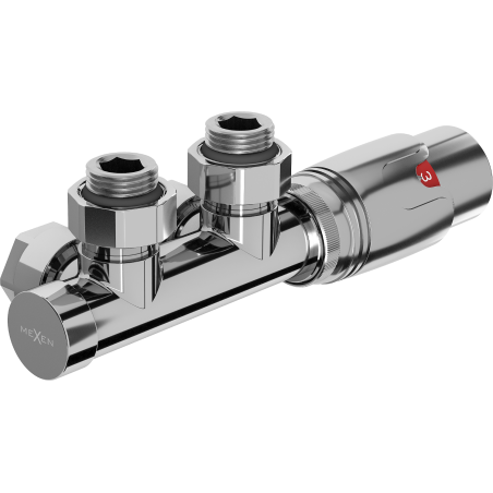 Mexen G00 termostatická súprava rohová, Duplex, DN50, chróm - W907-900-01