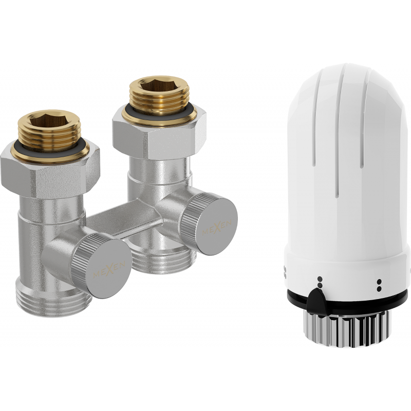 Mexen G03 dvojtrubková termostatická sada DN50, rovná 1/2"x3/4", nikel - W912-012-938-01