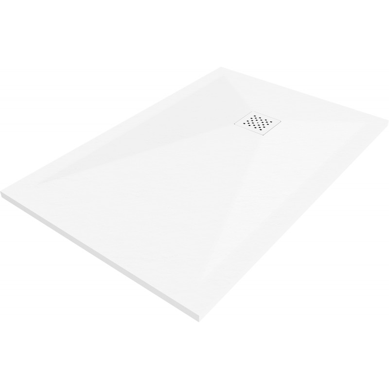 Mexen Stone+ rectangular composite shower tray 80 x 70 cm, white, white cover - 44107080-W