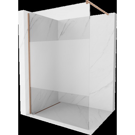 Mexen Kioto sprchová priečka Walk-in 90 x 200 cm, transparentná/matná 8 mm, brúsená meď - 800-090-101-65-35