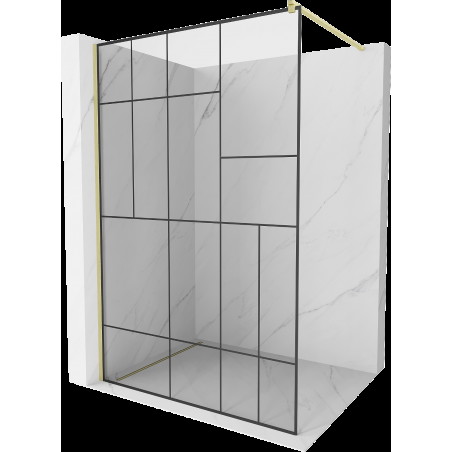 Mexen Kioto sprchová zástěna Walk-in 70 x 200 cm, černý vzor 8 mm, zlato kartáčované - 800-070-101-55-78