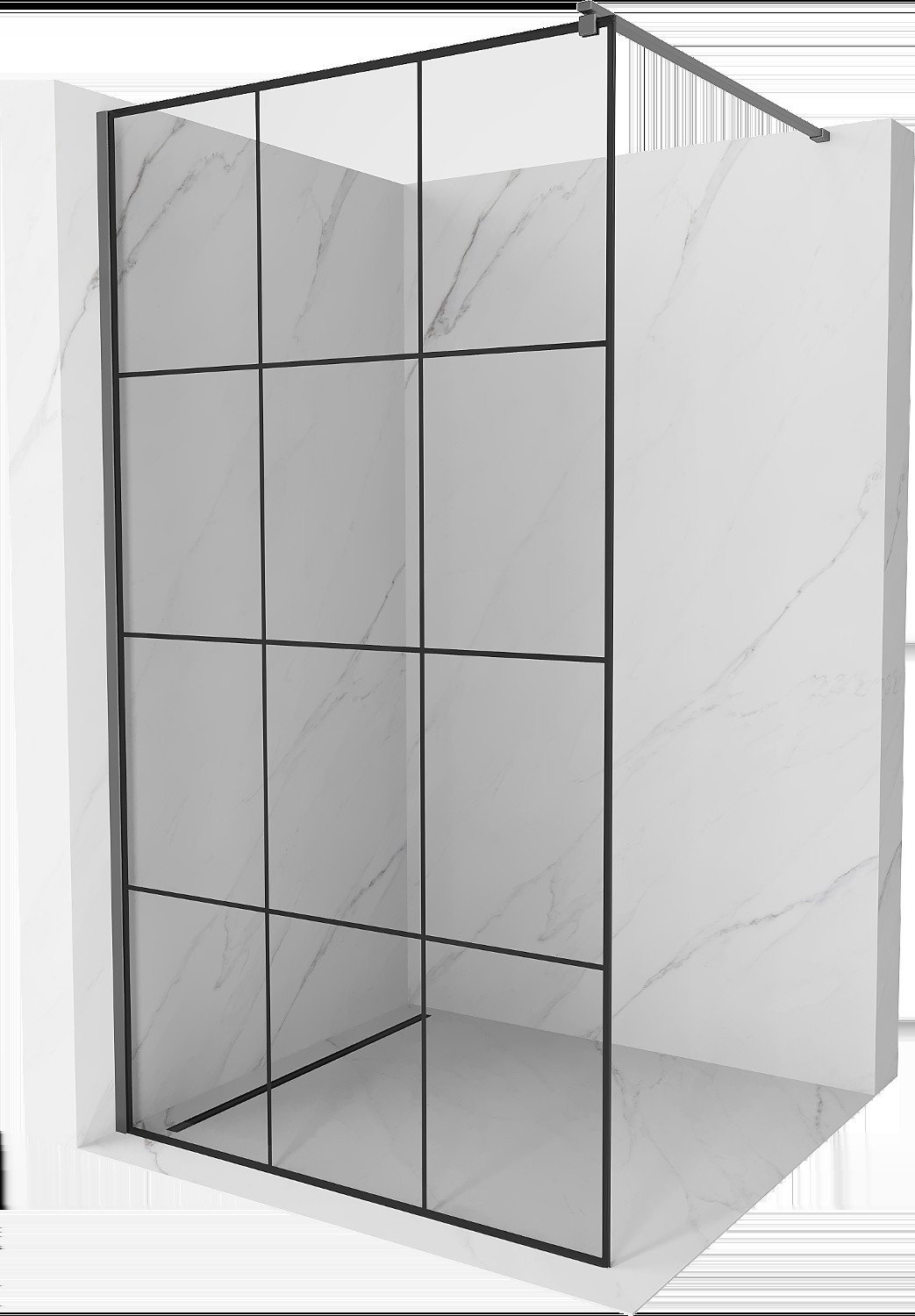 Mexen Kioto sprchová stena Walk-in 120 x 200 cm, čierny vzor 8 mm, gun metal - 800-120-101-95-77