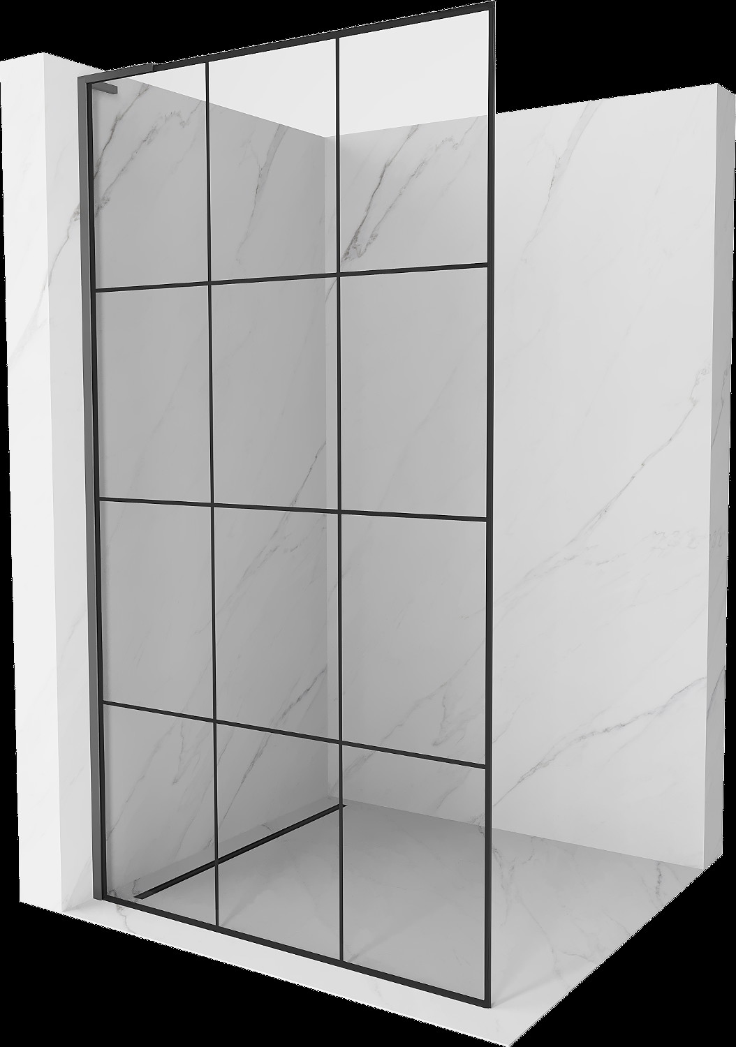 Mexen Kioto L sprchová zástena Walk-in 120 x 200 cm, čierny vzor, gun metal - 800-120-103-95-77