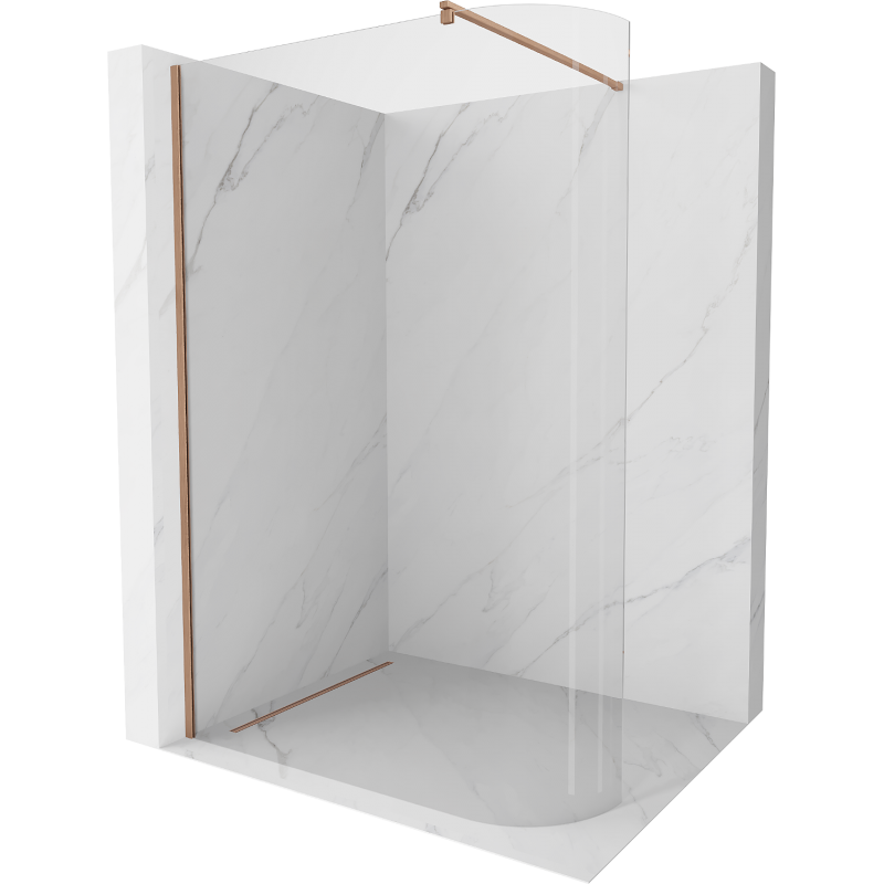 Mexen Kioto sprchová zástena zaoblená Walk-in 150 x 200 cm, transparentná 8 mm, brúsená meď - 800-150-101-65-06