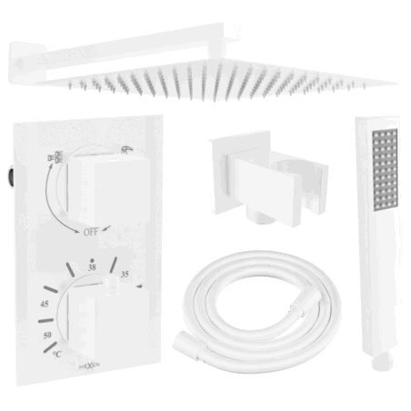 Mexen Cube DR02 sprchová súprava pre podomietkovú inštaláciu z dažďová sprcha 30 cm, biela- 77502DR0230-20