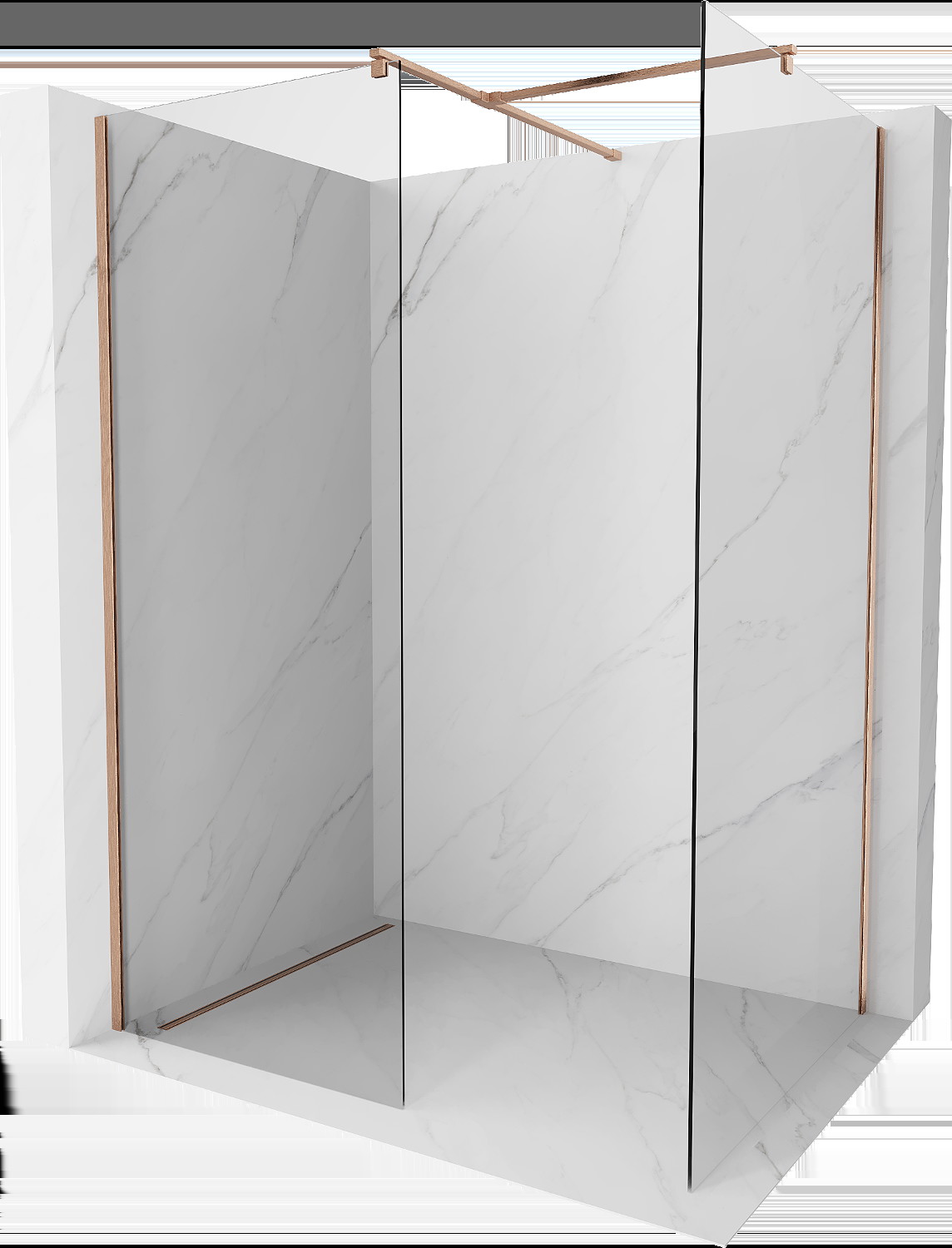 Mexen Kioto sprchový panel Walk-in 140 x 85 cm, transparentný, brúsená meď - 800-140-202-65-00-085