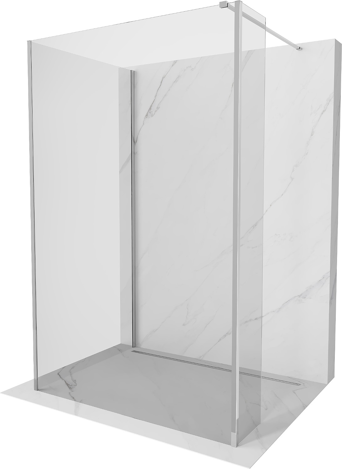 Mexen Kioto sprchová zástena Walk-in 100 x 90 x 40 cm, priehľadná, chróm - 800-100-090-221-01-00-040