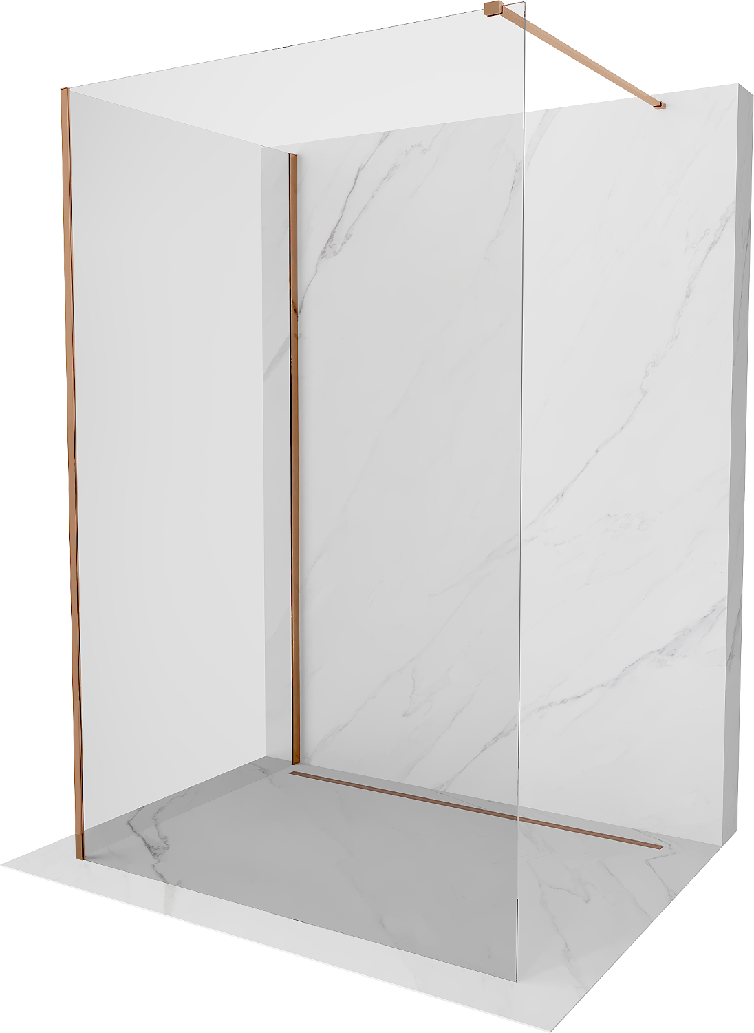 Mexen Kioto sprchová stěna Walk-in 140 x 75 cm, transparentní, růžové zlato - 800-140-212-60-00-075