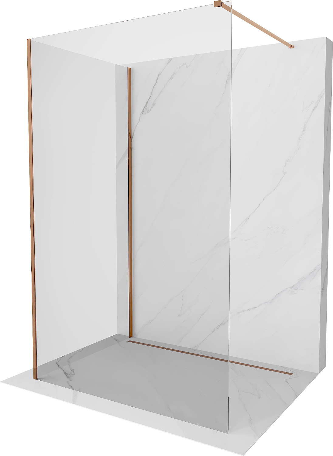 Mexen Kioto sprchovací stěna Walk-in 140 x 80 cm, transparentní, růžové zlato - 800-140-212-60-00-080