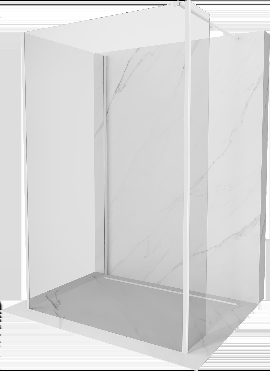 Mexen Kioto sprchová stena Walk-in 110 x 75 x 30 cm, transparentná, biela - 800-110-075-221-20-00-030