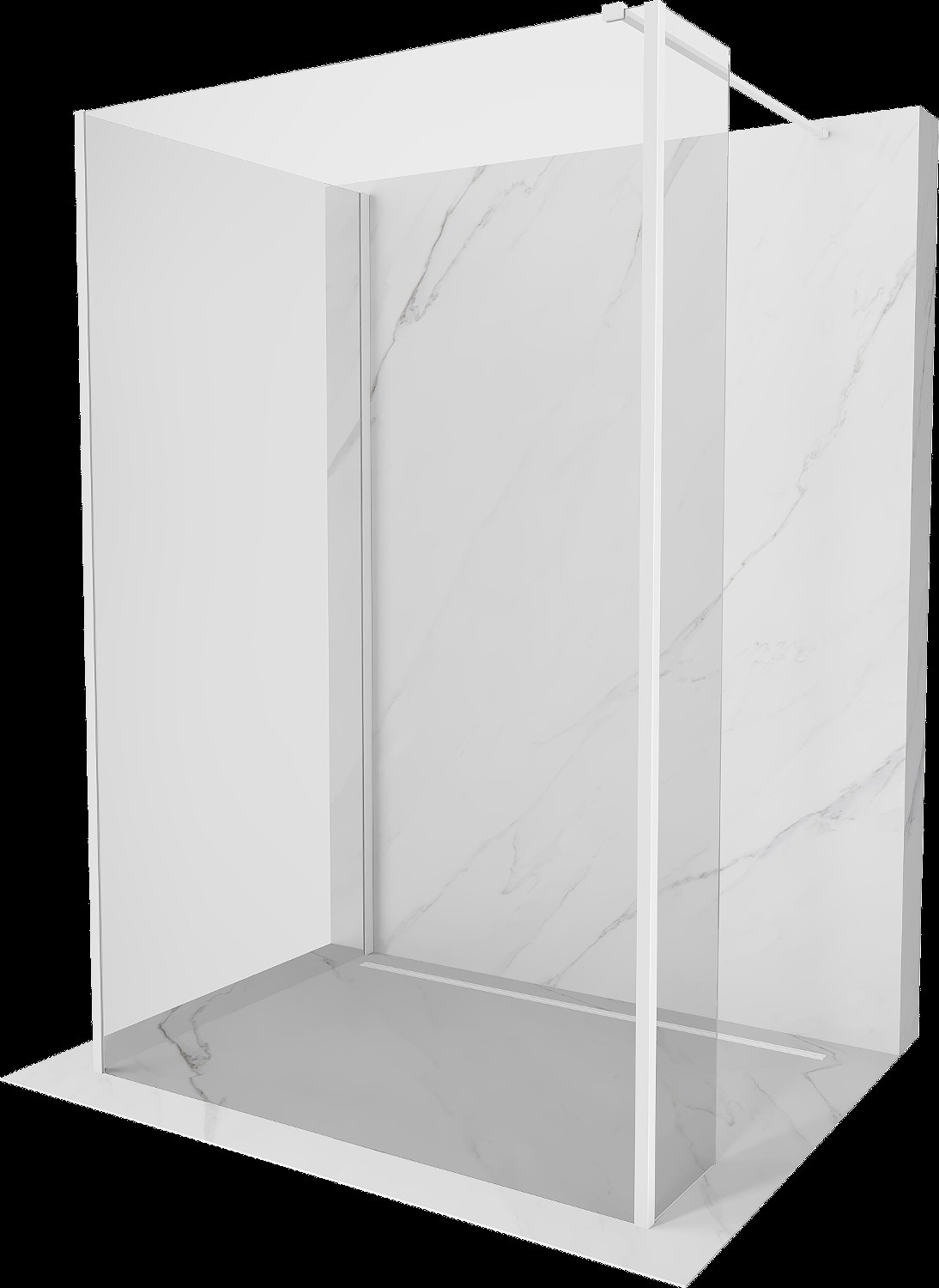 Mexen Kioto sprchovací stěna Walk-in 140 x 75 x 30 cm, transparentní, bílá - 800-140-075-221-20-00-030