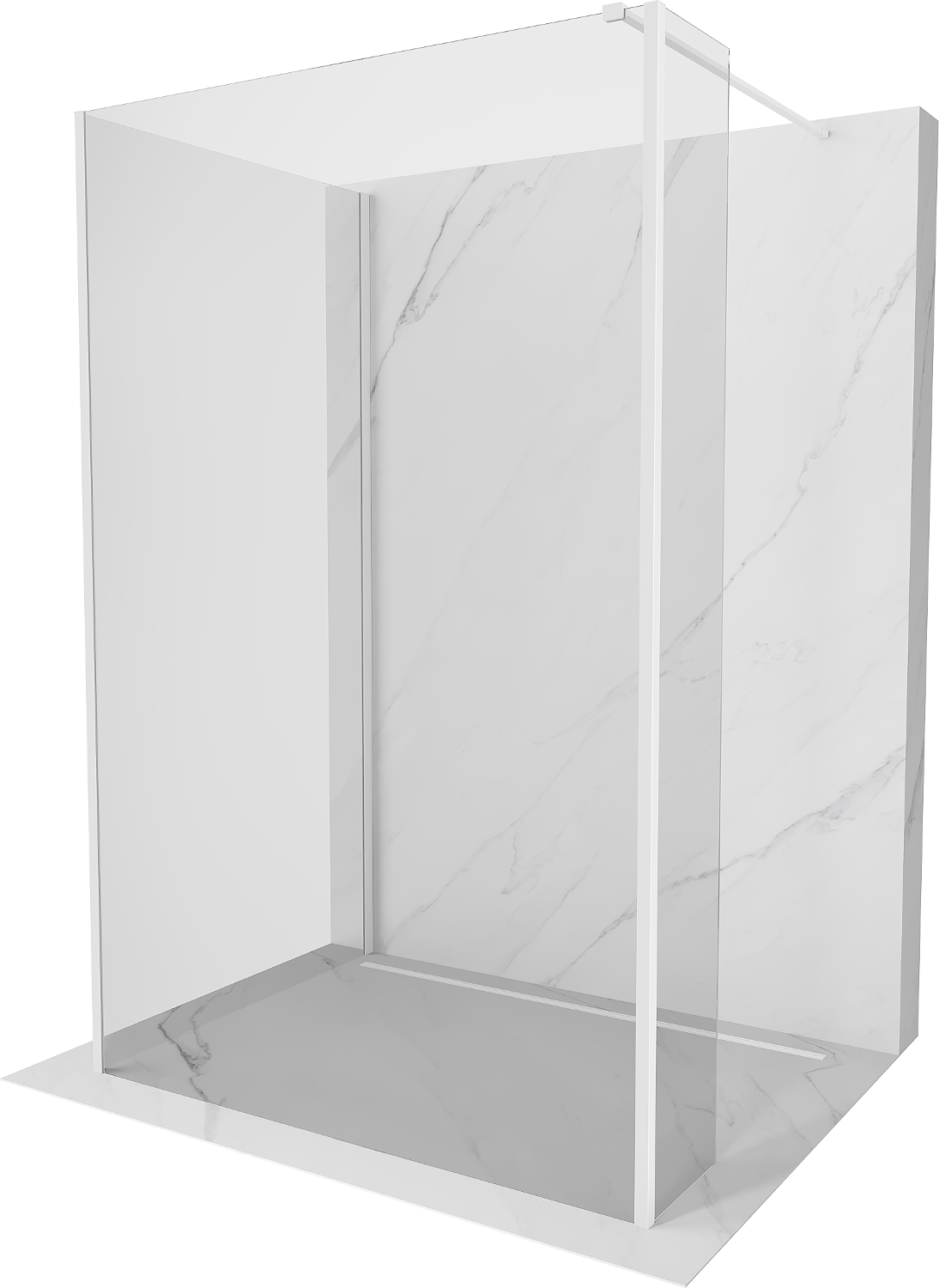 Mexen Kioto sprchová zástena Walk-in 140 x 80 x 30 cm, transparentná, biela - 800-140-080-221-20-00-030