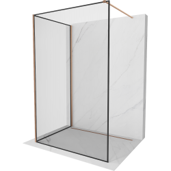 Mexen Kioto sprchová stena Walk-in 120 x 120 cm, čierny vzor, nerezovo brúsená - 800-120-212-65-70-120