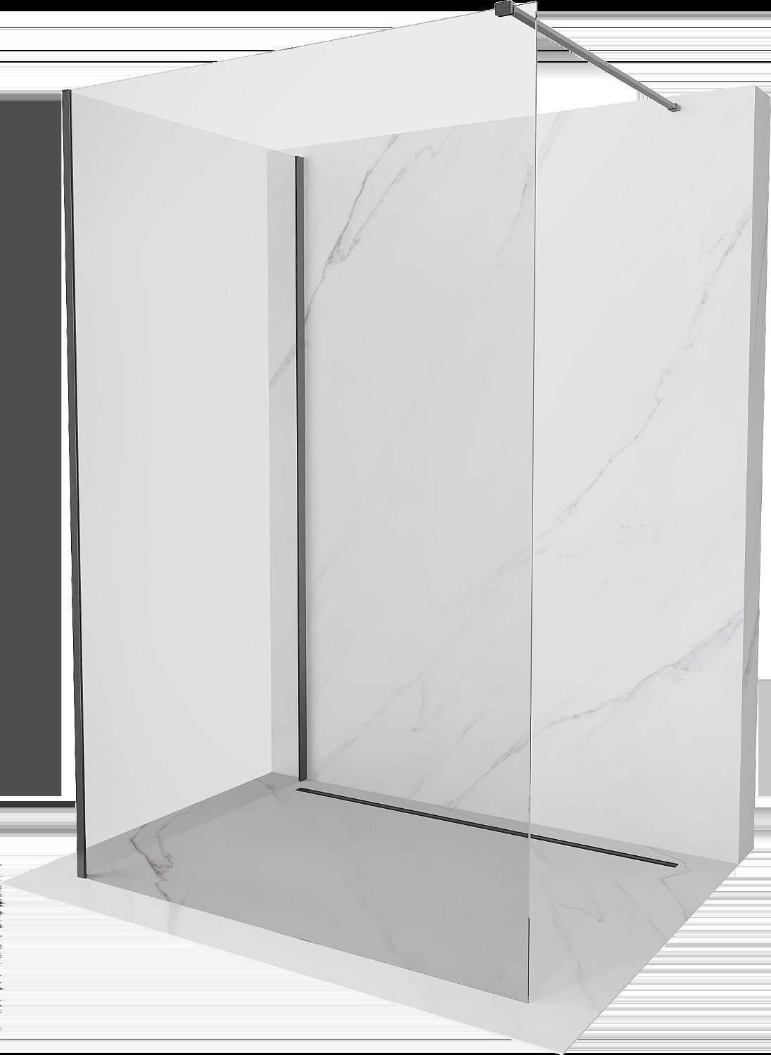 Mexen Kioto sprchová stena Walk-in 140 x 70 cm, transparentná, gun gray brúsený - 800-140-212-66-00-070