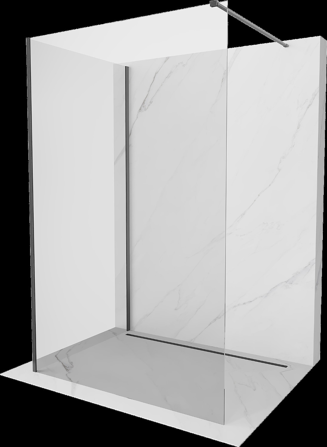 Mexen Kioto sprchová zástena Walk-in 130 x 110 cm, transparentná, gun gray brúsená - 800-130-212-66-00-110