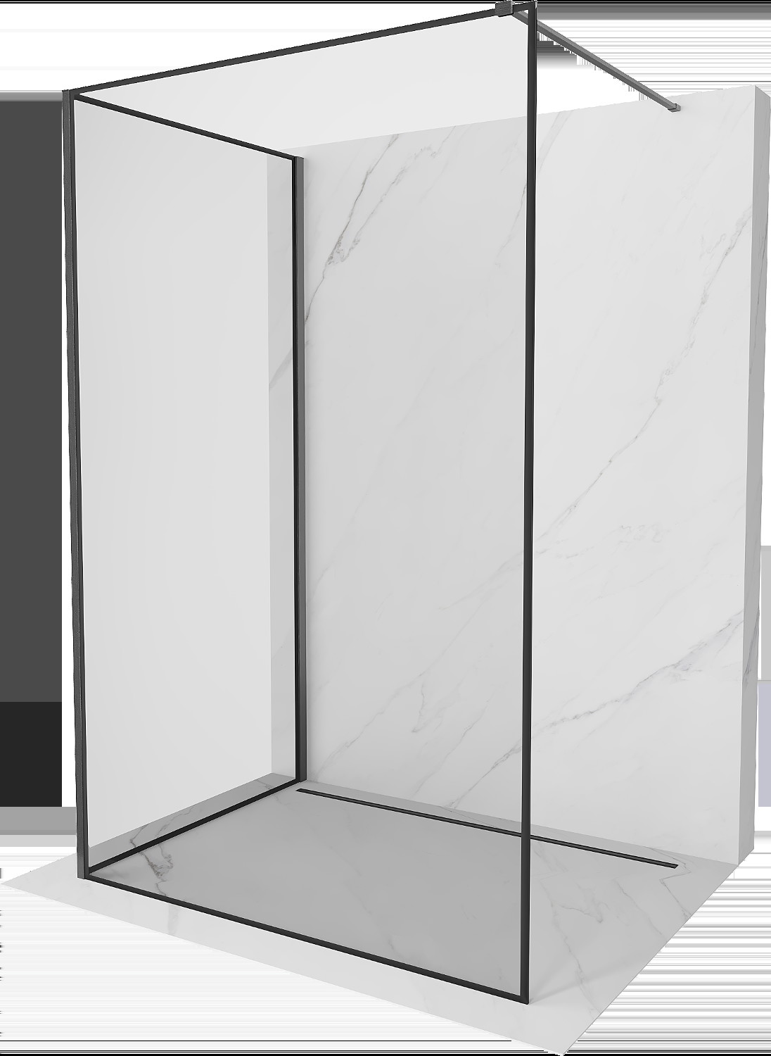 Mexen Kioto sprchová stena Walk-in 140 x 110 cm, čierny vzor, gun gray brúsený - 800-140-212-66-70-110