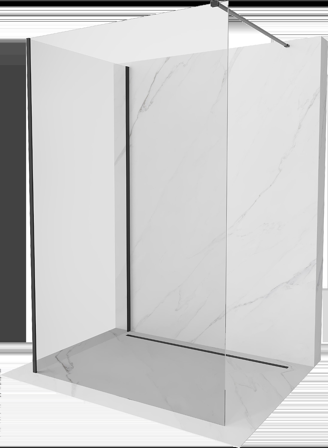 Mexen Kioto sprchová zástěna Walk-in 130 x 75 cm, transparentná, čierna - 800-130-212-70-00-075