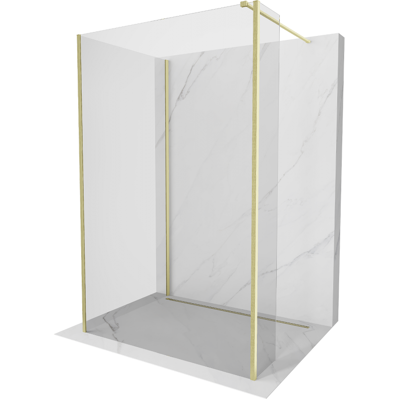 Mexen Kioto sprchová stena Walk-in 140 x 120 x 30 cm, transparentná, zlatá kefovaná - 800-140-120-221-55-00-030