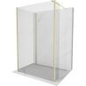 Mexen Kioto sprchová stena Walk-in 140 x 120 x 30 cm, transparentná, zlatá kefovaná - 800-140-120-221-55-00-030