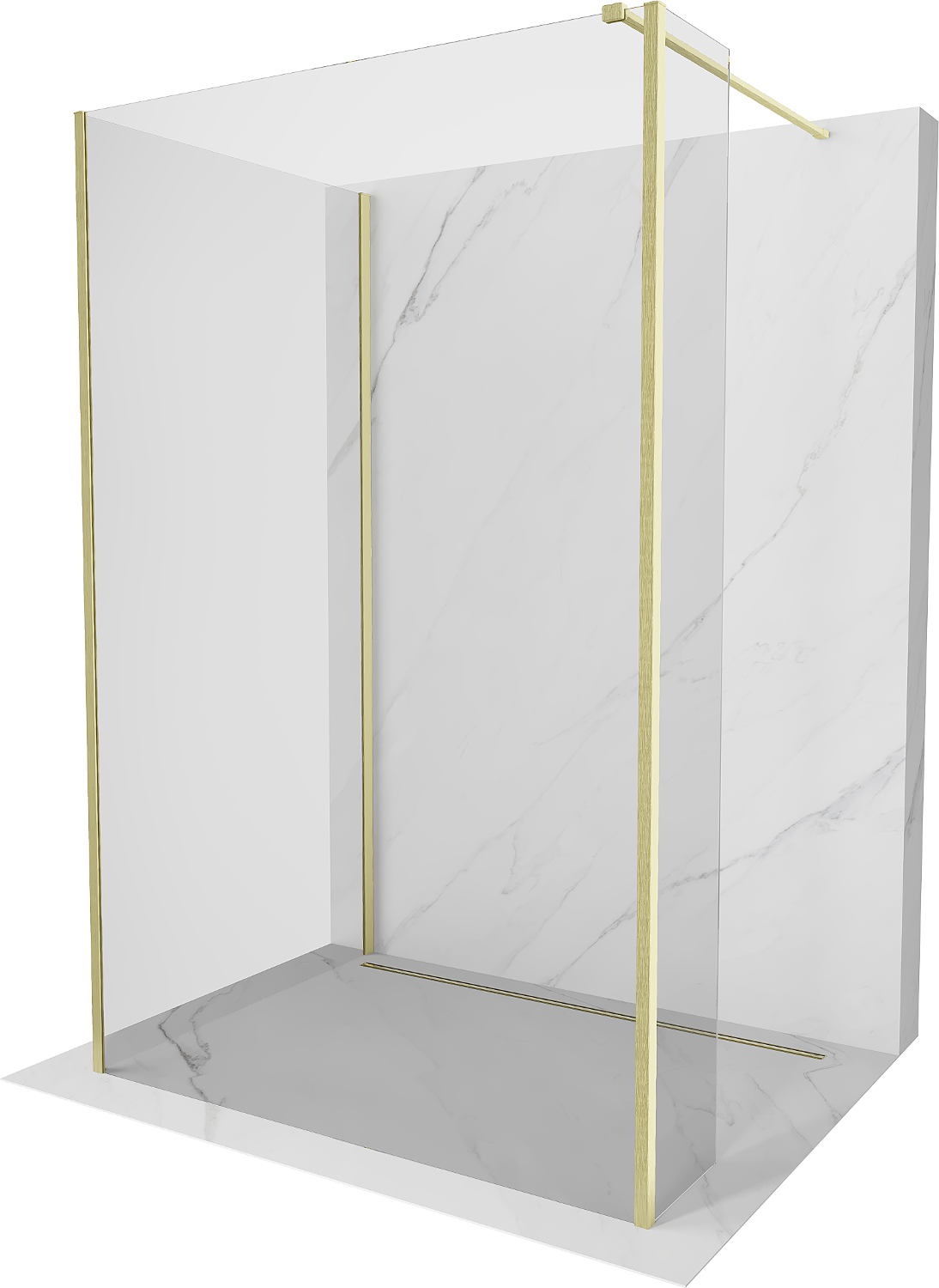 Mexen Kioto sprchová stena Walk-in 140 x 120 x 30 cm, transparentná, zlatá kefovaná - 800-140-120-221-55-00-030