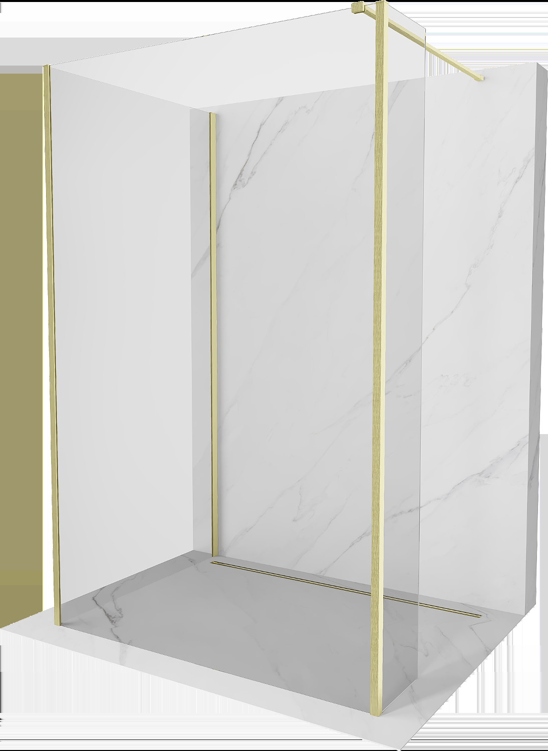 Mexen Kioto sprchová zástena Walk-in 140 x 100 x 40 cm, transparentná, zlatá brúsená - 800-140-100-221-55-00-040