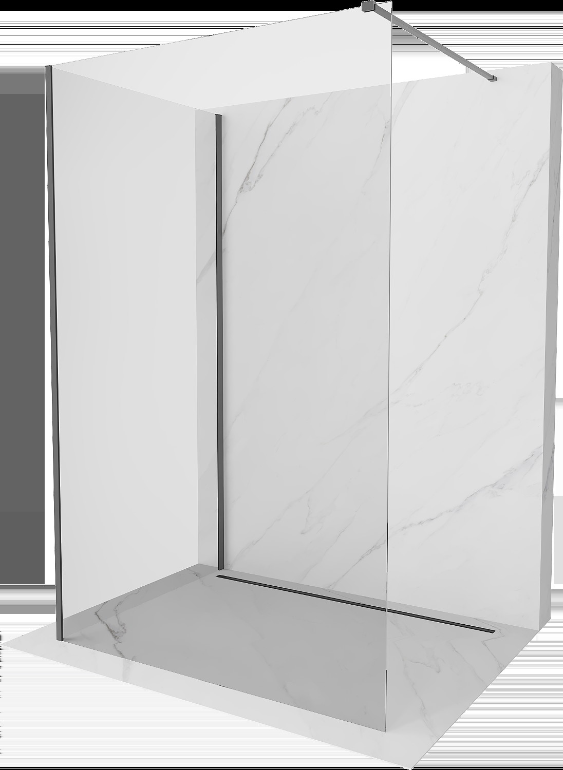 Mexen Kioto sprchová stena Walk-in 100 x 75 cm, transparentná, gun metal - 800-100-212-95-00-075