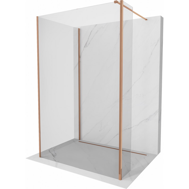 Mexen Kioto sprchová stěna Walk-in 130 x 75 x 30 cm, transparentní, růžové zlato - 800-130-075-221-60-00-030