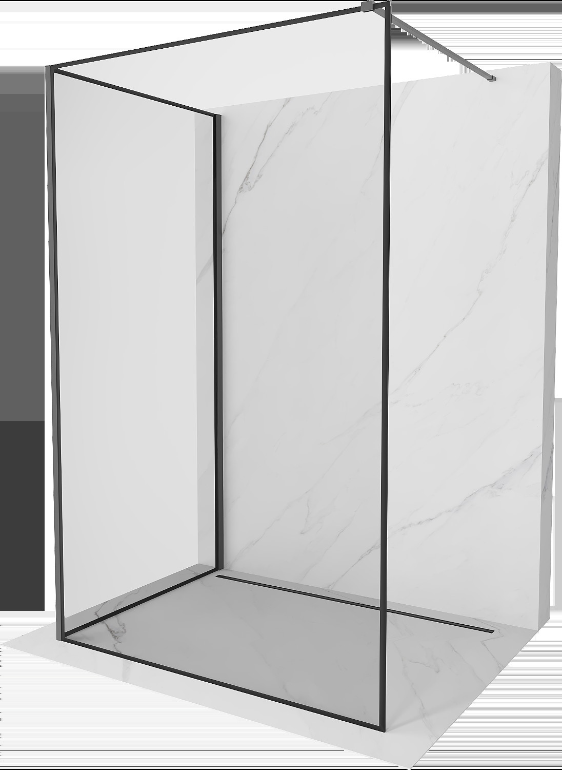 Mexen Kioto sprchová stena Walk-in 100 x 90 cm, čierny vzor, gun metal - 800-100-212-95-70-090