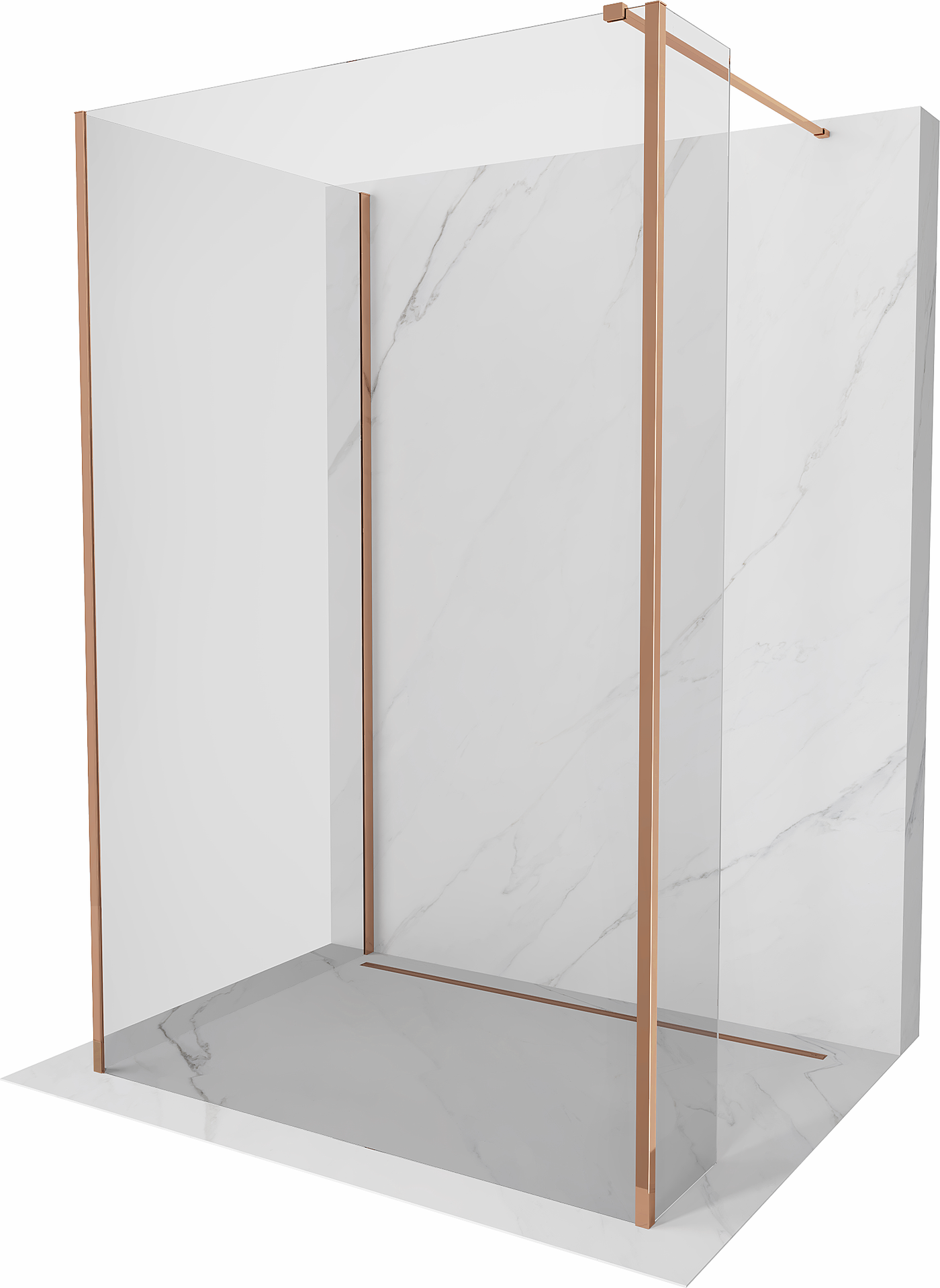 Mexen Kioto sprchová stena Walk-in 140 x 120 x 30 cm, transparentná, ružové zlato - 800-140-120-221-60-00-030