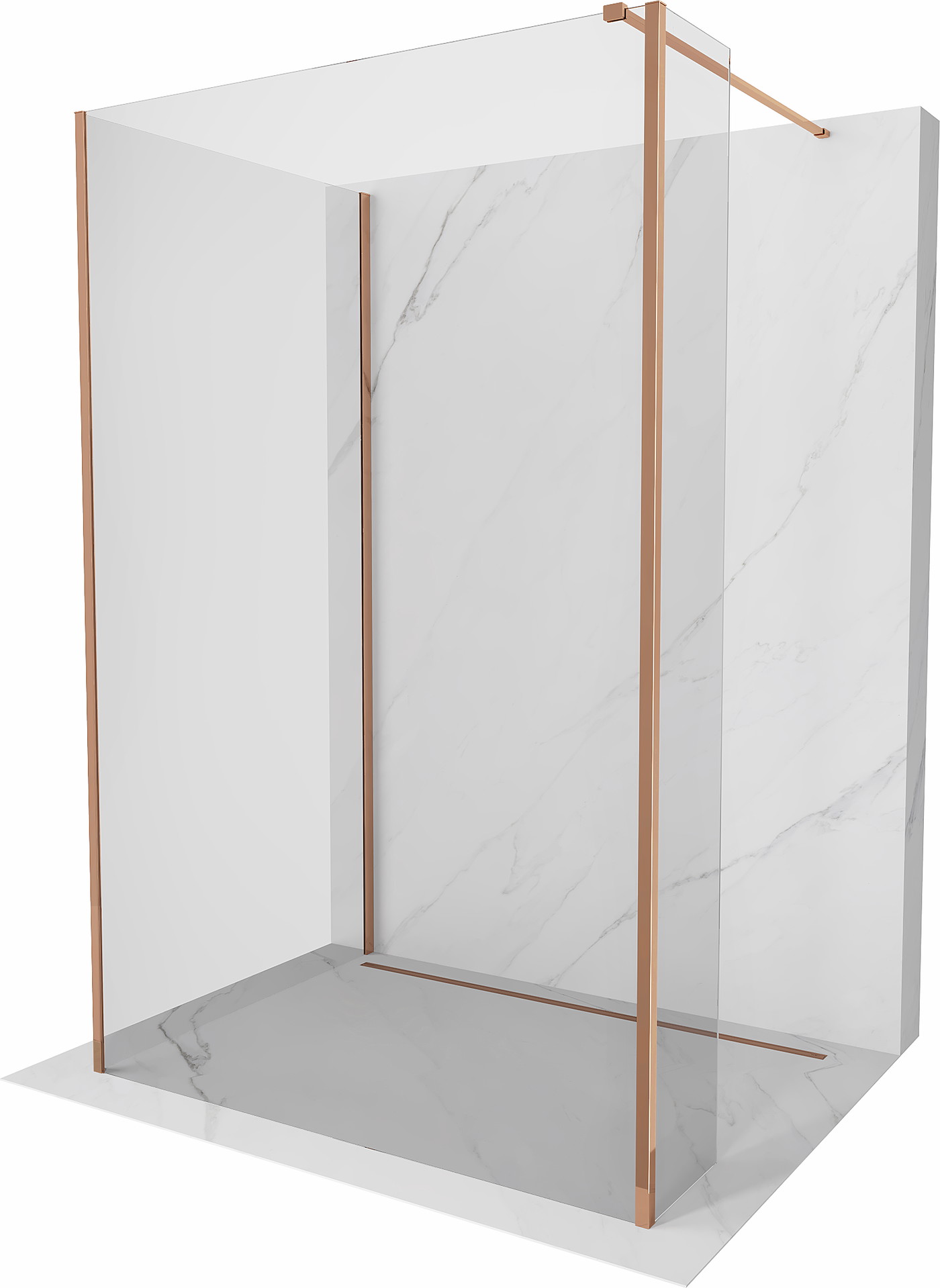 Mexen Kioto sprchová stěna Walk-in 140 x 70 x 40 cm, transparentní, růžové zlato - 800-140-070-221-60-00-040