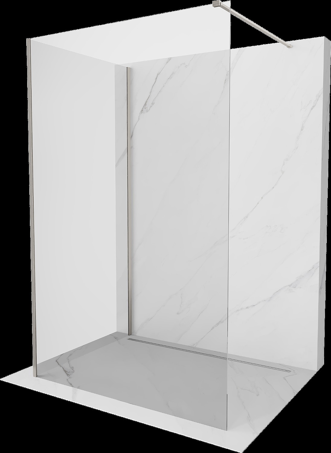 Mexen Kioto sprchová zástena Walk-in 120 x 85 cm, transparentná, brúsený niklovaný - 800-120-212-97-00-085