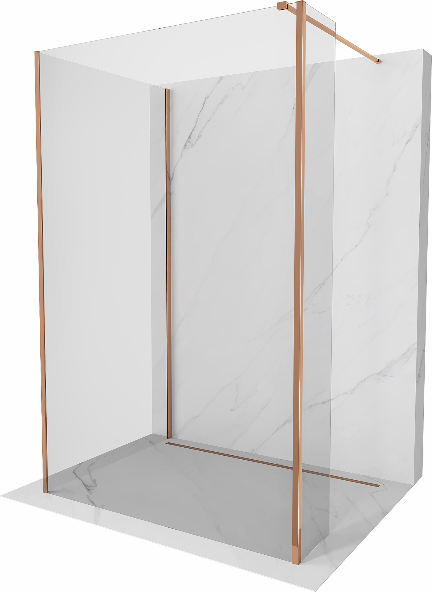 Mexen Kioto sprchová stena Walk-in 140 x 95 x 40 cm, transparentná, ružové zlato - 800-140-095-221-60-00-040