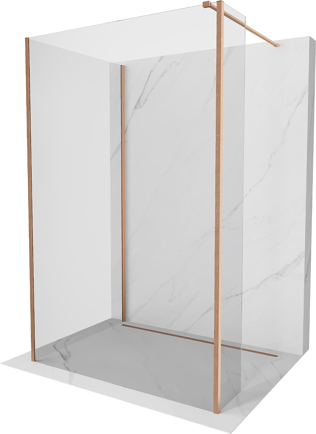 Mexen Kioto sprchová stena Walk-in 120 x 90 x 30 cm, transparentná, brúsená mosadz - 800-120-090-221-65-00-030