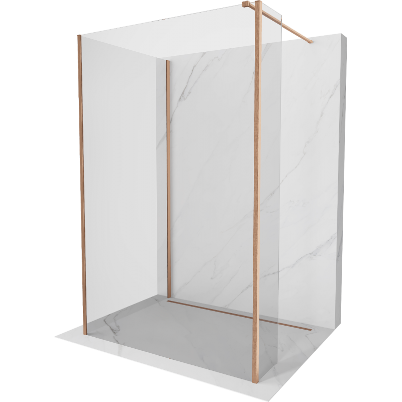 Mexen Kioto sprchová stena Walk-in 130 x 95 x 30 cm, transparentná, brúsená medi - 800-130-095-221-65-00-030