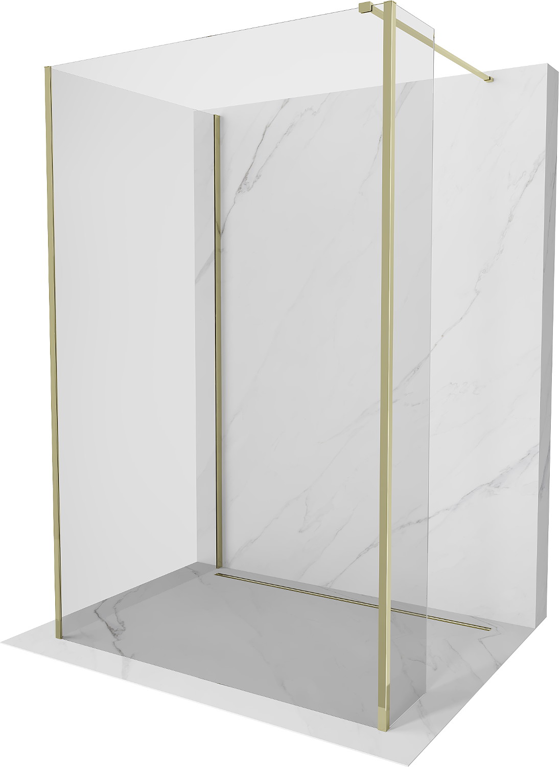 Mexen Kioto sprchová stena Walk-in 110 x 80 x 30 cm, transparentné, zlatá - 800-110-080-221-50-00-030