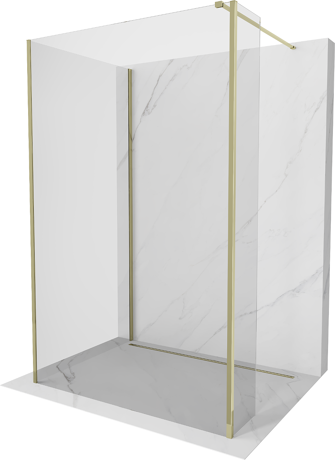 Mexen Kioto sprchová stena Walk-in 130 x 90 x 30 cm, transparentná, zlatá - 800-130-090-221-50-00-030