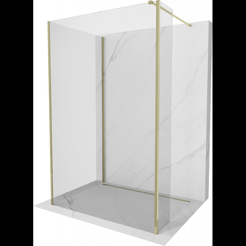 Mexen Kioto sprchová stena Walk-in 125 x 110 x 30 cm, transparentná, zlatá - 800-125-110-221-50-00-030