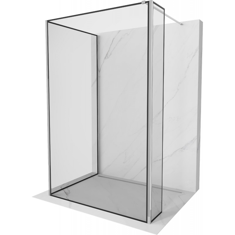 Mexen Kioto sprchová stěna Walk-in 130 x 70 x 30 cm, černý vzor, chrom - 800-130-070-221-01-70-030