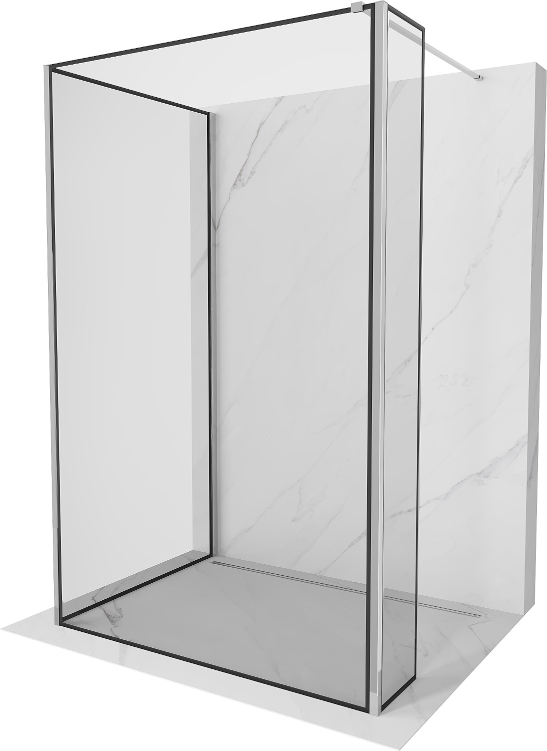 Mexen Kioto sprchová stěna Walk-in 130 x 70 x 30 cm, černý vzor, chrom - 800-130-070-221-01-70-030