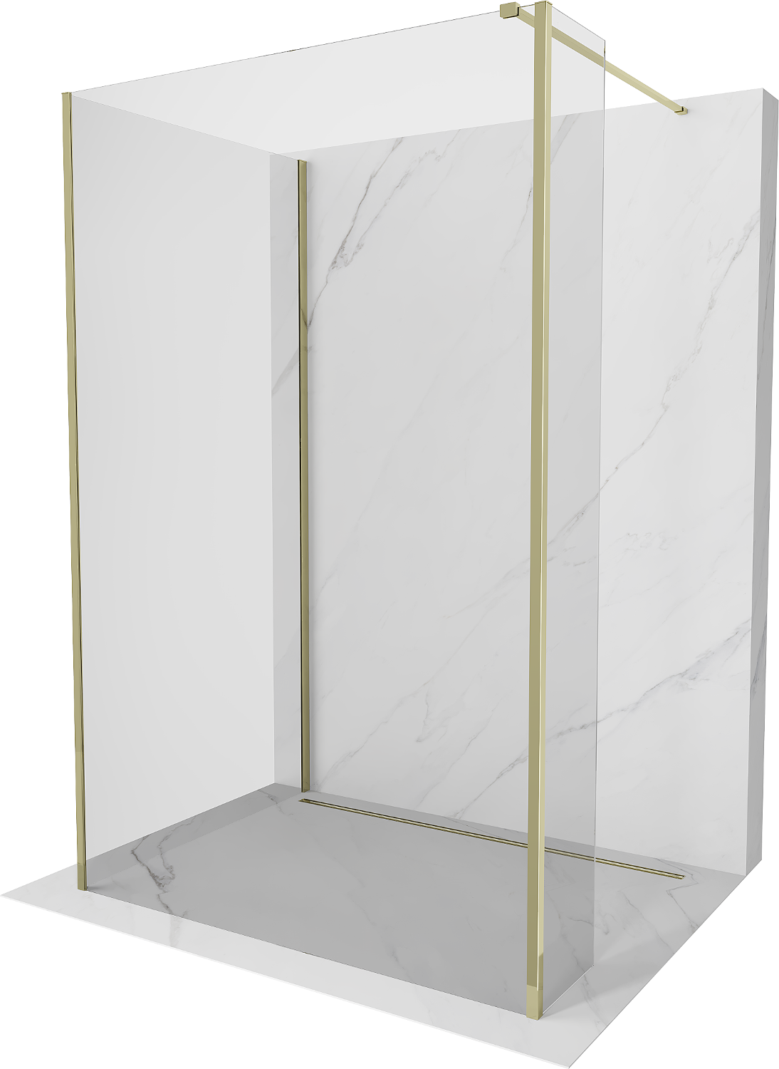 Mexen Kioto sprchová stena Walk-in 120 x 85 x 40 cm, transparentná, zlatá - 800-120-085-221-50-00-040