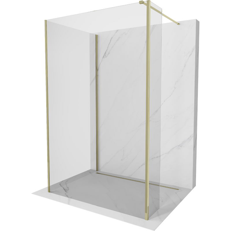 Mexen Kioto sprchová stěna Walk-in 125 x 95 x 40 cm, transparentná, zlatá - 800-125-095-221-50-00-040