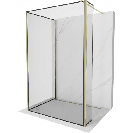 Mexen Kioto sprchová zástena Walk-in 130 x 110 x 40 cm, čierny vzor, zlatá - 800-130-110-221-50-70-040